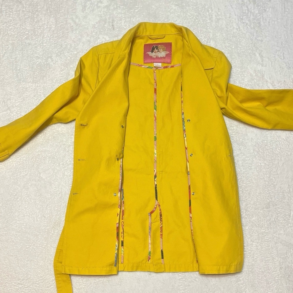 Fiorucci Bright Yellow Double Breasted Transitional Spring Trench Dopamine Coat - Picture 12 of 16